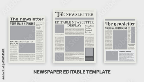 фотографія daily newspaper with text and picture placeholder