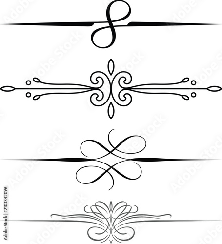 Obraz na plátně Minimalist calligraphy separator pack featuring loop swirls and dainty scrollwork accents