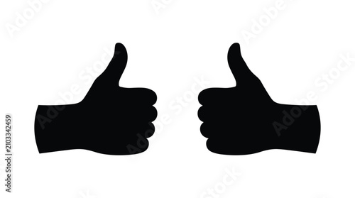 фотографія Two Black Thumbs up Silhouettes On White Background