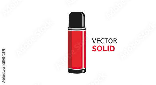 Schilderij op canvas Red and black insulated thermos flask icon.