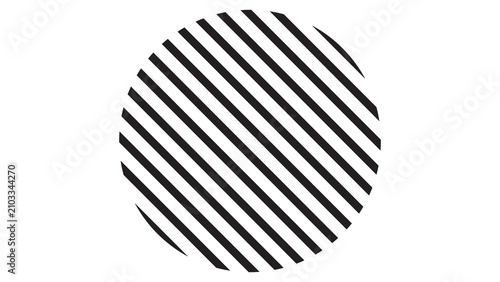 Schilderij op canvas Circle shape filled with angled parallel striped lines geometric abstract diagon