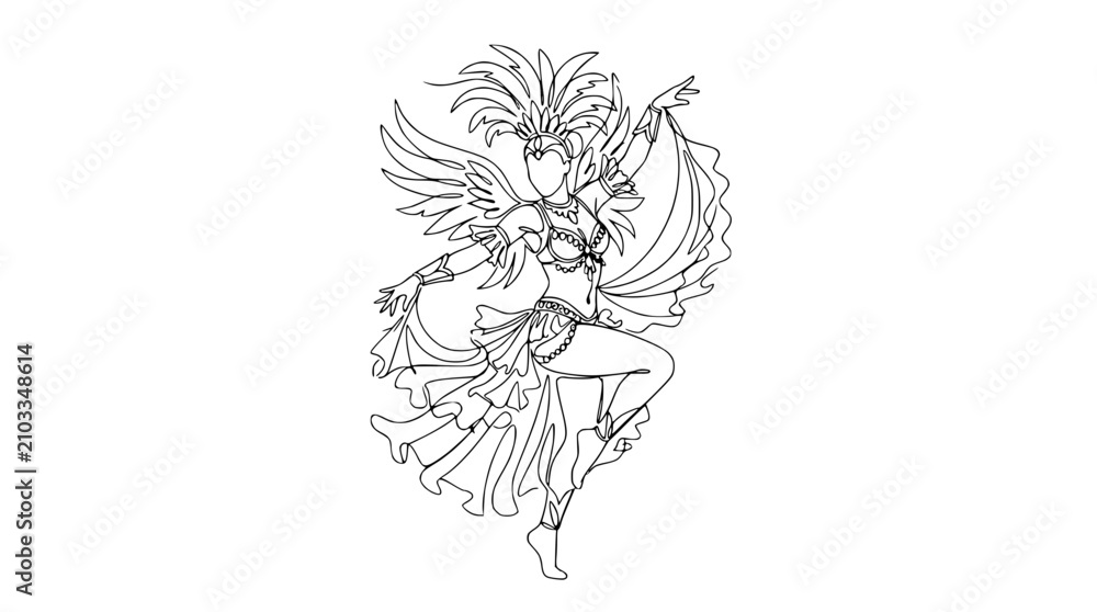 Fototapeta premium Carnival Dancer Line Art