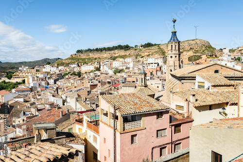 Konstfotografi view over Albalate del Arzobispo, comarca of Bajo Martin, province of Teruel, Ar