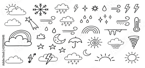 Konstfotografi A Hand Drawn Collection of Weather Icons Representing Diverse Meteorological Phe