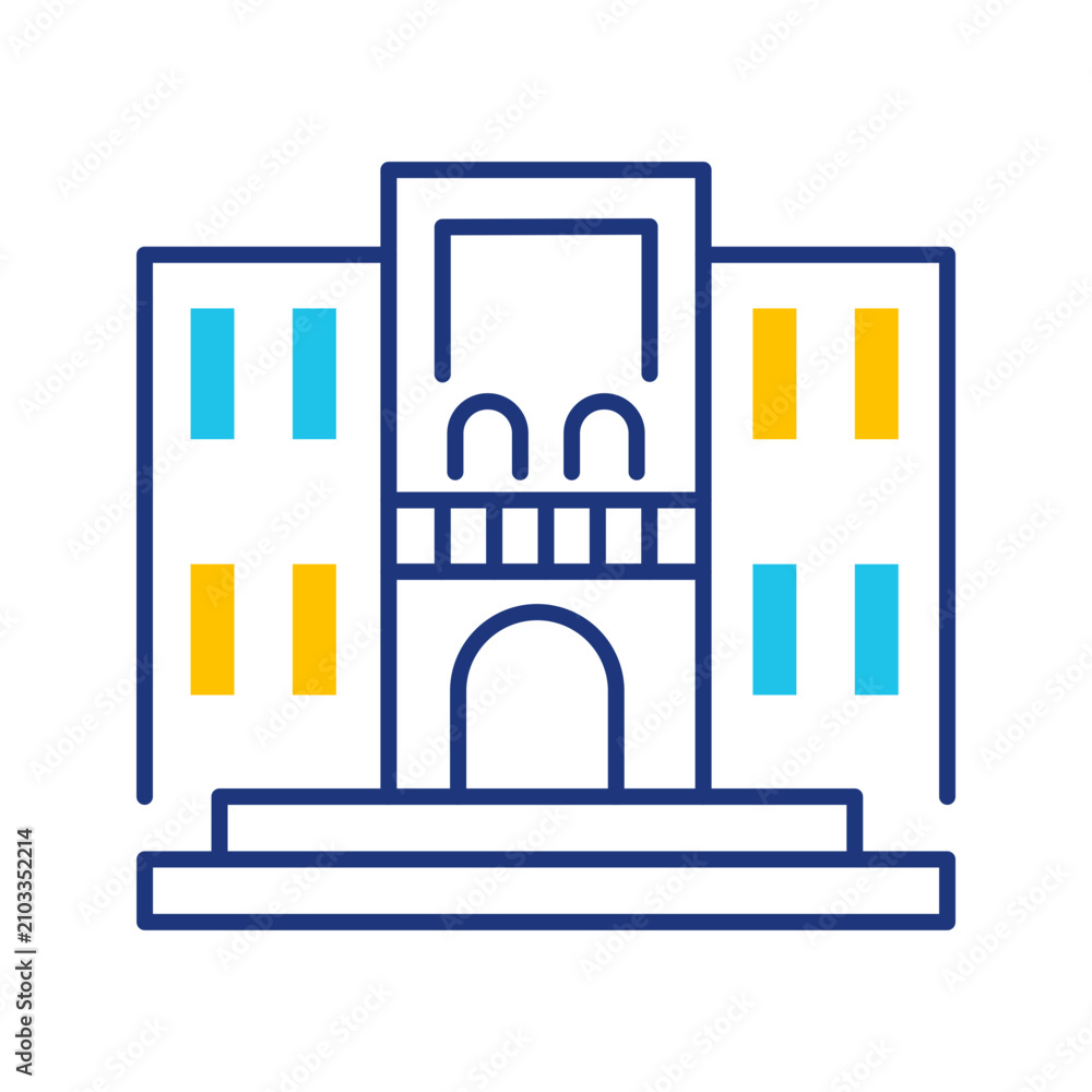 Obraz premium Bazaar building icon. Business and bazaar line symbol. Color.