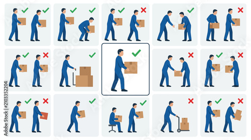 Fotografie Manual Handling Safety Guide for Correct and Incorrect Techniques