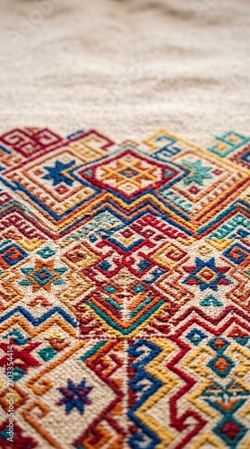 Vibrant Geometric Textile Pattern with Traditional Hispanic Motifs for National Hispanic Heritage Month