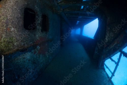 Canvastavla Diving inside a sunken shipwreck in malta's clear water
