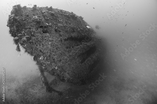 Canvastavla HMS Stubborn submarine Shipwreck resting on seabed in mediterranean sea of malta