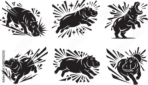 Photography A set of behemoths. Hand drawn vector illustration