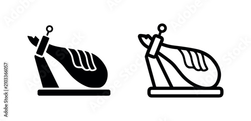 Traditional Spanish Jamon Serrano Cured Ham on Stand Icon Set