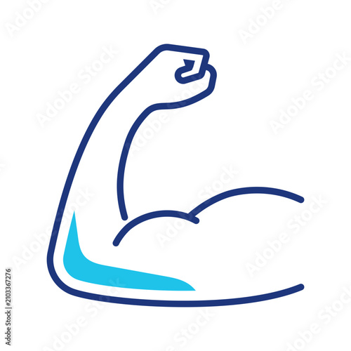 Fotografie Arm muscle icon. Sports and strength training line symbol. Color.