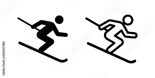 Slika na platnu Skier Icon Representing Winter Sports and Alpine Skiing