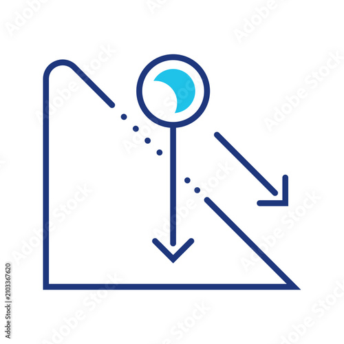 Fotografie Friction force icon. Science and mechanics line symbol. Color.