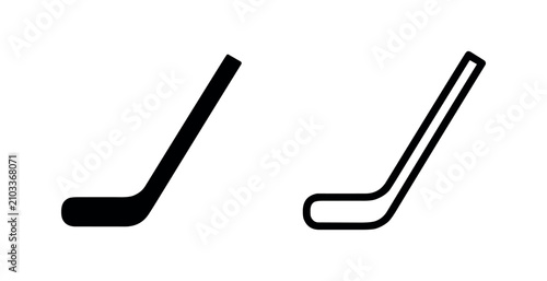 Photography Hockey Stick Icons: Solid and Outline Versions