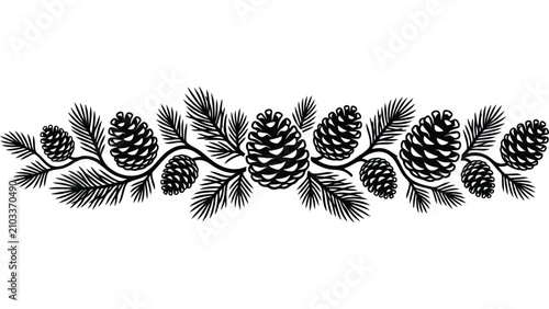 Quadro su tela Pine cone branch border