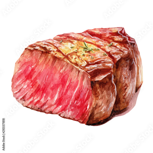 Принти на полотні Steak watercolor artwork, high-quality professional vector illustration isolated on a white background