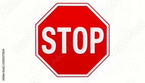 A red octagonal stop sign with white lettering on a plain background