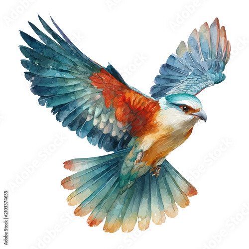 Photos Stylized watercolor Thunderbird vector, modern artistic illustration with high-quality details on a pure white background