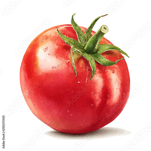 Принти на полотні Stylized watercolor Tomato vector, modern artistic illustration with high-quality details on a pure white background