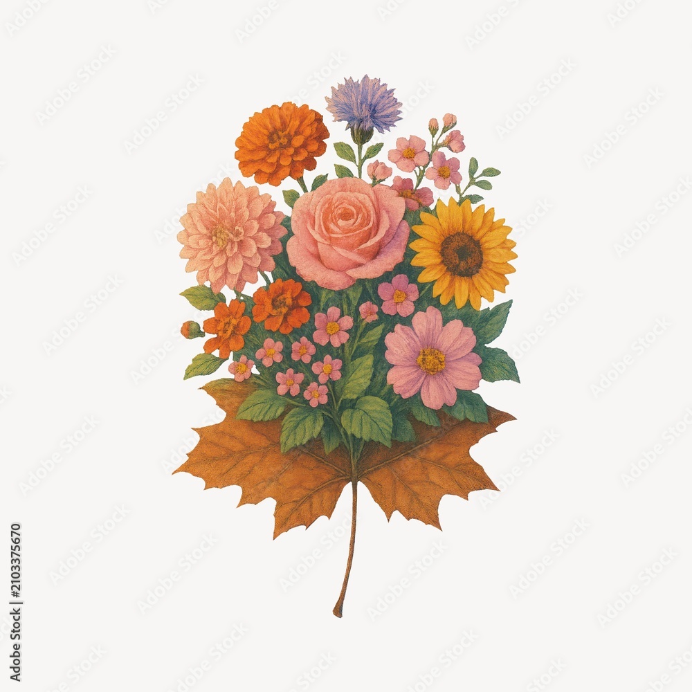 Obraz premium Vibrant floral bouquet illustration