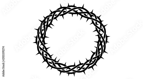 Thorny Wreath Line Art