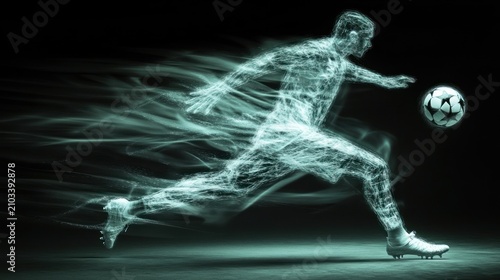 Soccer player in motion, abstract style