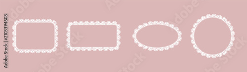 Photos Delicate vintage doily collection with ornamental borders, floral patterns, and decorative ribbons