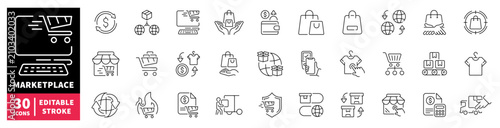 Foto Online marketplace icons representing e-commerce and shopping processes