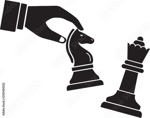 Strategy and Tactics with Chess Pieces Silhouette