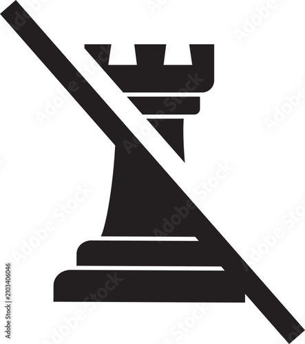 Prohibited Chess Piece Icon - No Rook Symbol