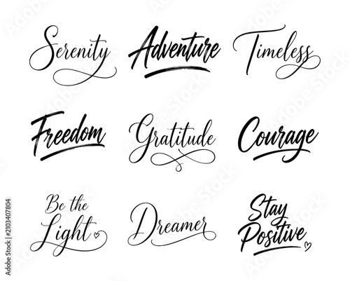 Obraz na plátne Collection of inspirational handwritten calligraphy phrases and words for motiva