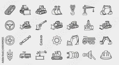 Bild auf Leinwand Vector Set of Construction Equipment and Tools Icons