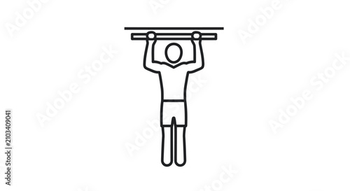 Konstfotografi Minimalist line icon of a person exercising on a pull-up bar for muscle growth a
