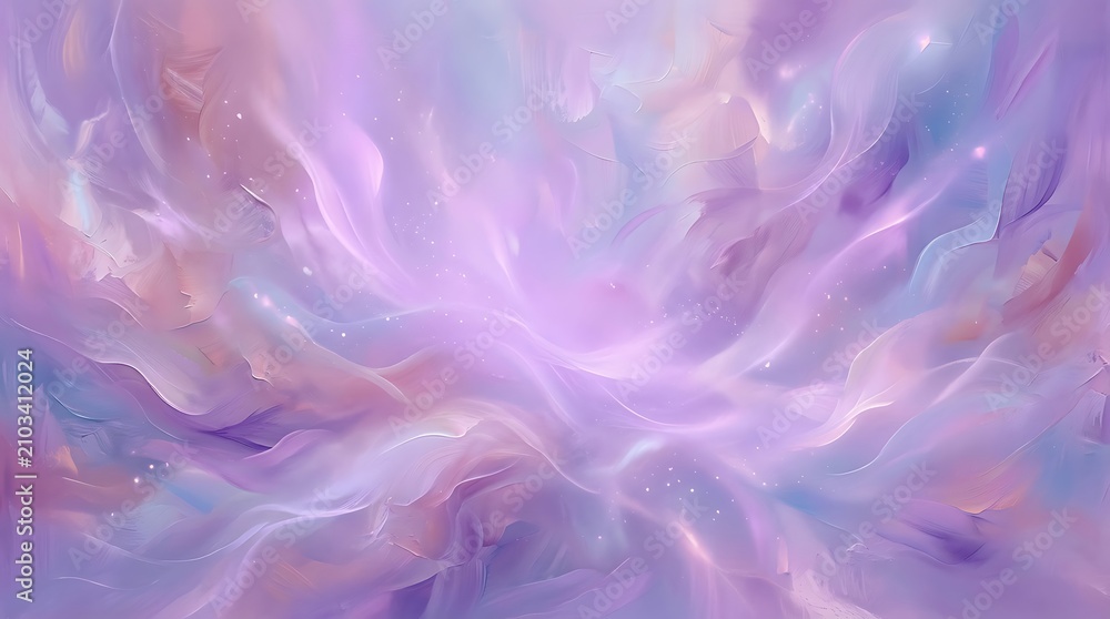 Obraz premium Dreamy Abstract Pastel Background with Soft Lavender and Purple Fluid Brush Strokes and Sparkles