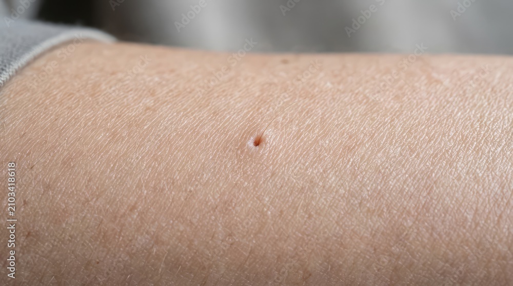 Fototapeta premium A close-up shot of a mole on human skin, showing the texture and detail of the epidermis