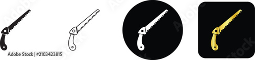 Foto Handheld pruning saw icon set for gardening and landscaping tool vector design