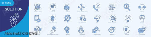 Photos Solution Icon Set Illustration Vector Blue Line Style