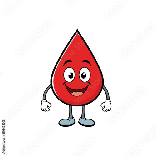 Cute cartoon character of blood drop for health care.