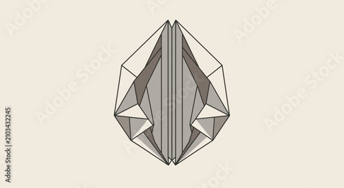 Принти на полотні Symmetrical gray geometric origami wings design.