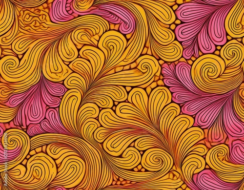 seamless yellow and pink african wax cloth style pattern