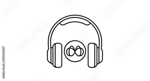 Foto Over-ear headphones icon featuring internal infinity loop symbol.
