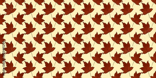 Quadro su tela Classic dark burgundy maple leaf prints spread evenly on a vintage soft yellow cream texture base