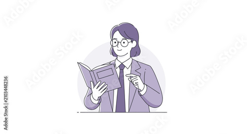 Cuadro en lienzo Person in glasses and suit jacket reads a book