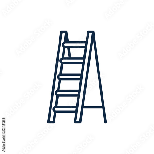 Foldable stepladder line art vector utility icon.