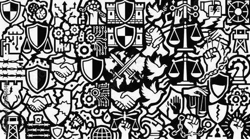 Abstract Graphic Pattern Representing Social Justice, Universal Human Rights, International Peace, Global Security, and the Struggle for Freedom