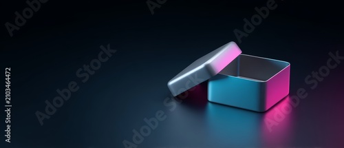 Elegant Silver Gift Box with Gradient Blue and Pink Design