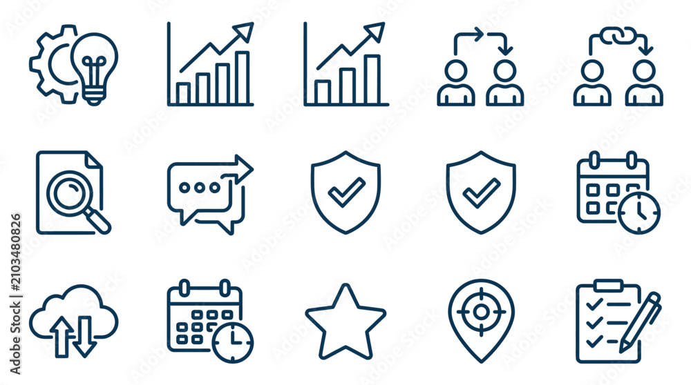 Fototapeta premium Business data analytics and communication icons.