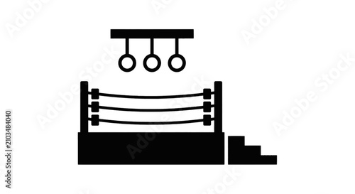 Vector illustration of boxing ring with hanging rings icon vector illustration on a transparent background