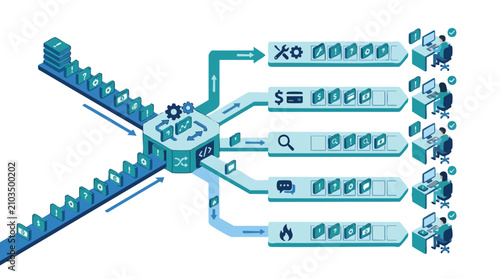 Workflow Management System Processing Diverse Data Inputs and Distributing Tasks to Specialized Teams for Business Operation